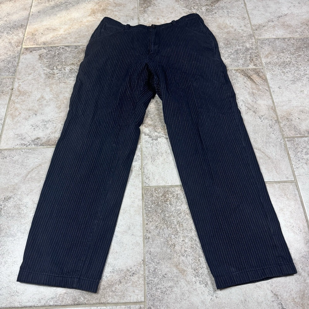 Banana Republic Pant Mens 32x29.5 Navy Classic Chino Trouser Stretch Wool Stripe